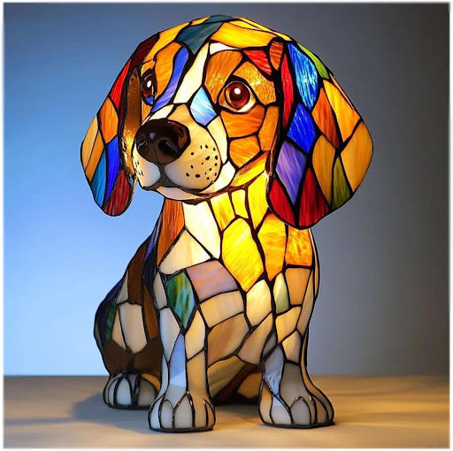 Veilleuse LED USB en forme de chien, idéale pour la décoration de bureau ou chambre d'enfant.