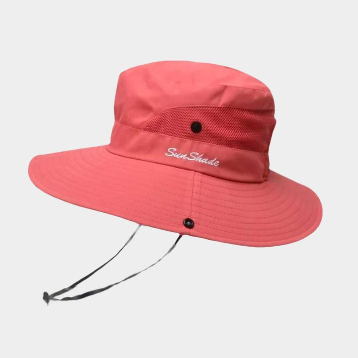 Chapeau de protection solaire femme, large bord, anti-UV, parfait pour jours ensoleillés.