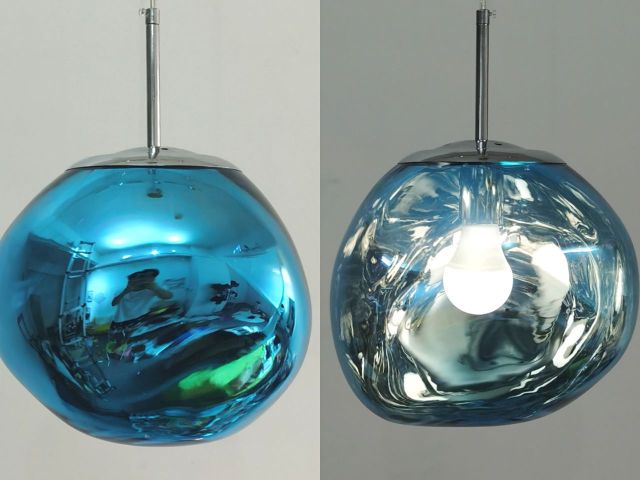 Suspension LED "Lava" pour chambre, design contemporain et lumière douce.