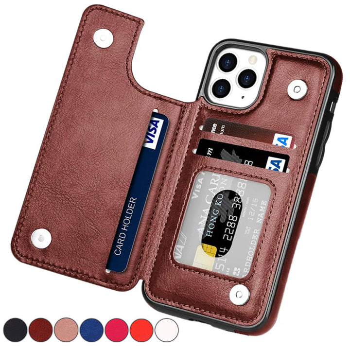 Coque iPhone cuir véritable, porte-cartes et fermeture magnétique. Design luxe, protection maximale.