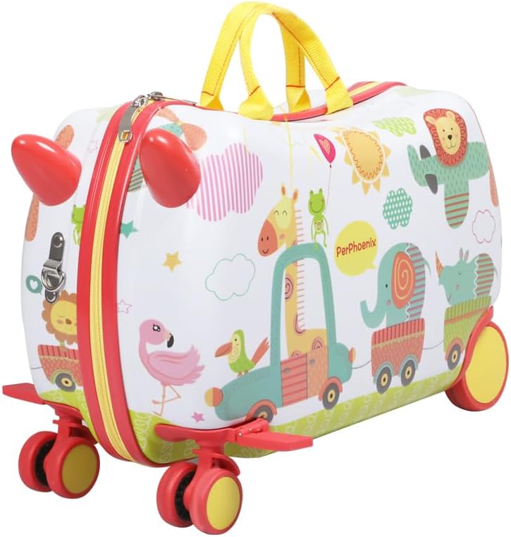 Valise à roulettes porteur pour enfant, jouet de voyage amusant et bagage cabine pratique.