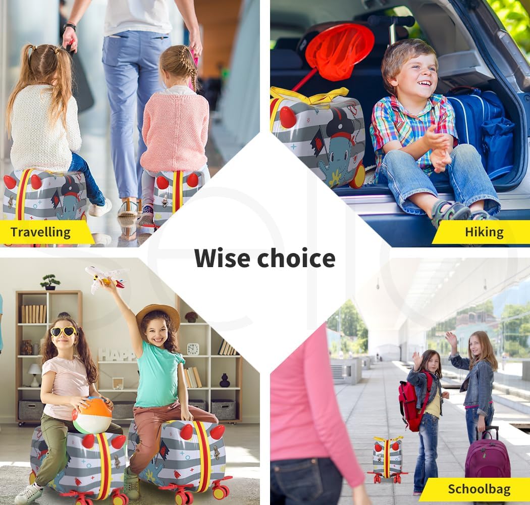 Valise enfant pratique pour le voyage, bagage cabine porteur avec roues pivotantes pour plus de fun.