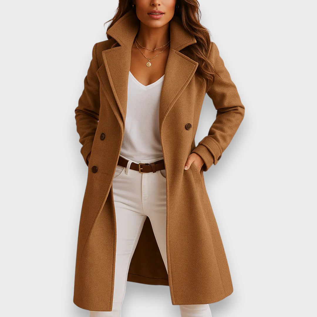 Veste longue femme élégante, manteau d'hiver chic et confortable. Style mode femme pour l'automne et l'hiver.