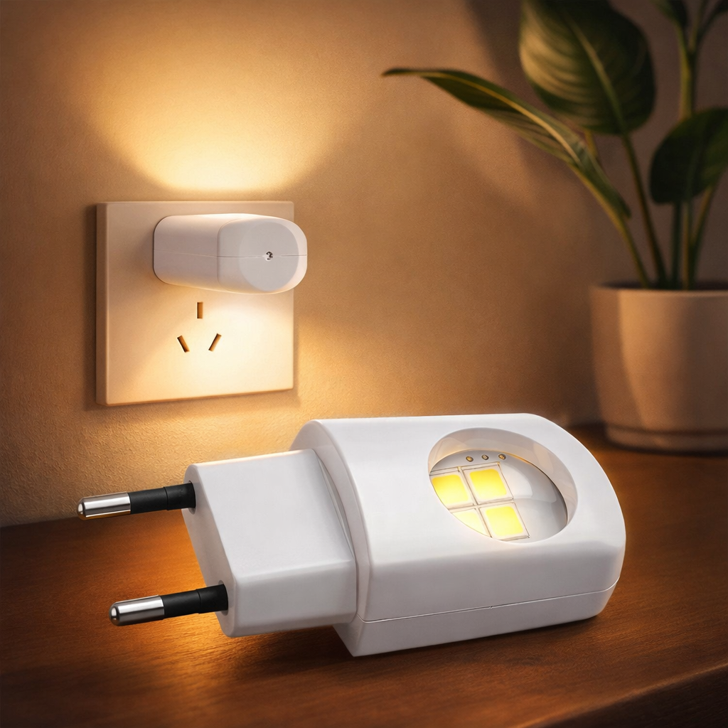 Veilleuse LED intelligente pour chambre, éclairage doux et automatique, sécurise la nuit des enfants et couloirs.
