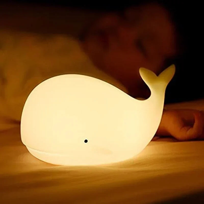 Veilleuse LED en forme de baleine pour bébé, projecteur de lumière colorée, aide à l'endormissement.