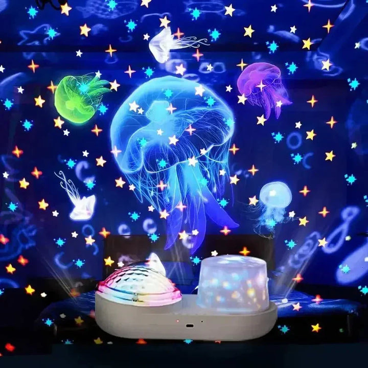 Lumière de nuit pour bébé, projecteur ciel étoilé et vagues océaniques. Idéal pour un sommeil calmant et une chambre d'enfant.