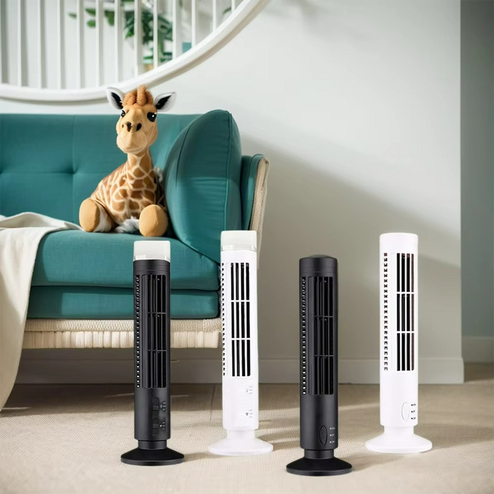 Rafraîchisseur d'air colonne silencieux et peu encombrant, essentiel pour l'été au bureau ou chambre.