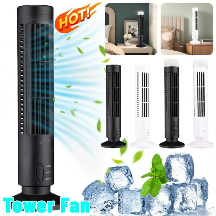 Ventilateur de bureau colonne USB ultra-silencieux, offrant un air frais immédiat sans gêne sonore.