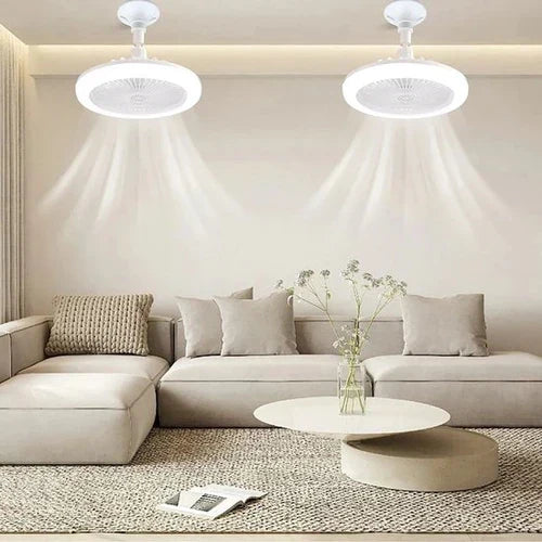 Ventilateur de plafond LED économe en énergie, apportant lumière et brise fraîche par télécommande.