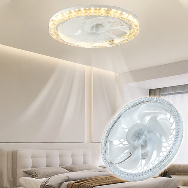 Ventilateur de plafond LED ultra-silencieux, parfait pour un confort optimal et un éclairage doux dans la maison.