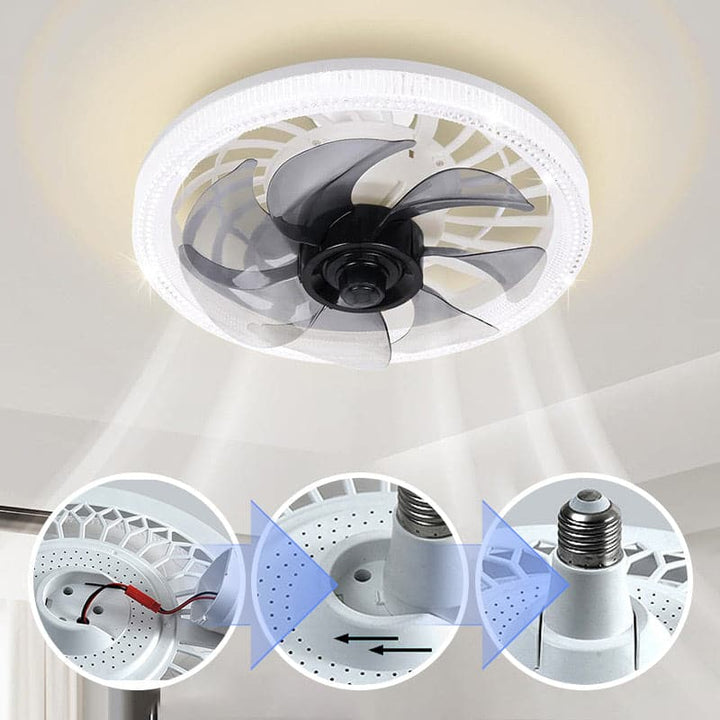 Ventilateur de plafond d'intérieur avec éclairage LED, apporte fraîcheur et lumière à votre maison moderne.
