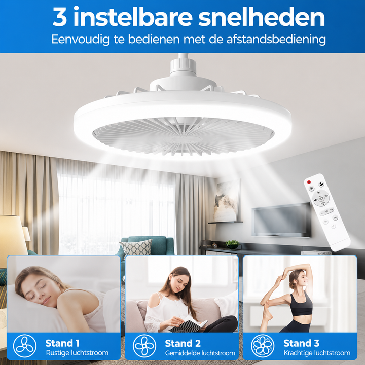 Ventilateur de plafond polyvalent avec lumière LED et mode silencieux, s'intègre à tout intérieur moderne.