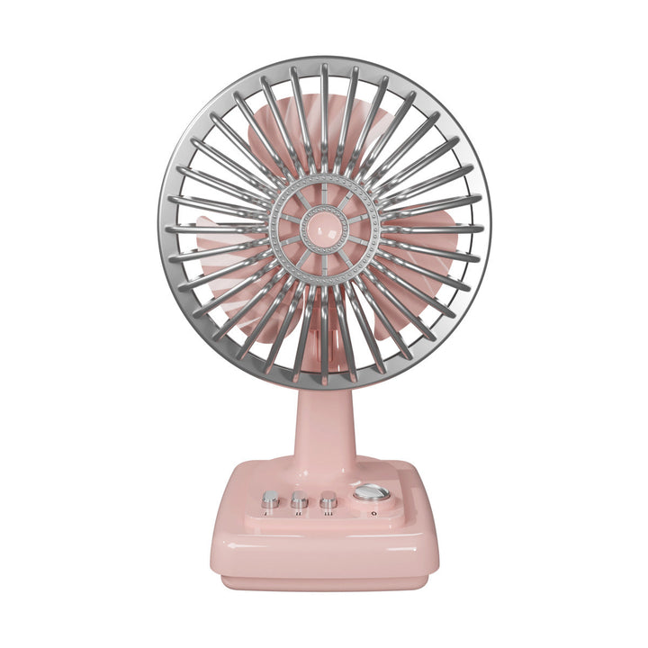 Élégant ventilateur de table rétro et portable, offrant un rafraîchissement efficace pour votre maison ou bureau.