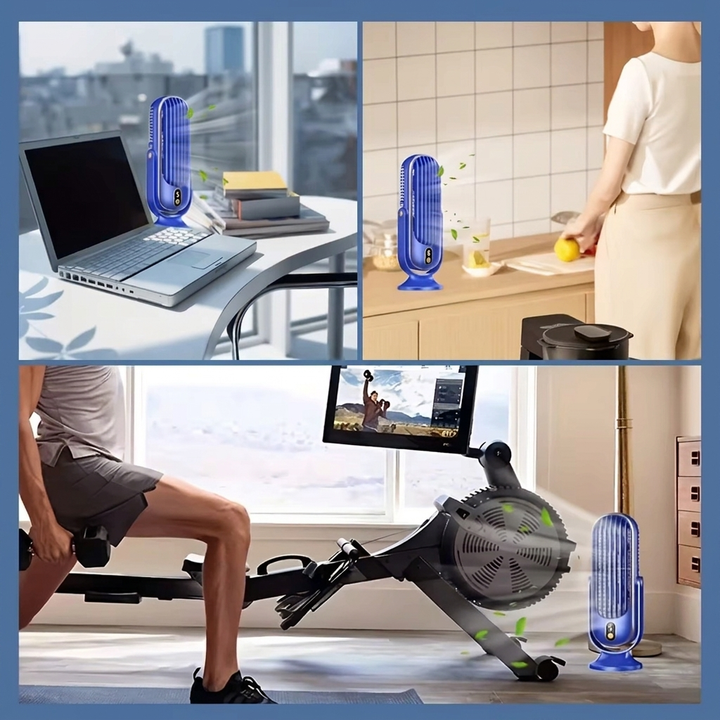 Ce ventilateur de bureau compact est un refroidisseur d'air portable, pour une fraîcheur silencieuse.