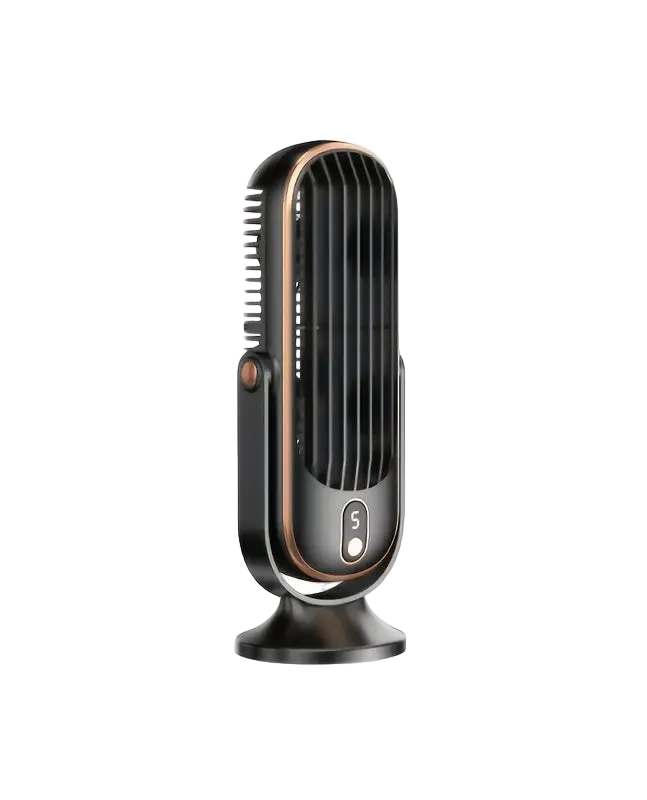 Mini ventilateur portable USB silencieux avec double moteur et rotation 720°, idéal pour bureau et voyage.