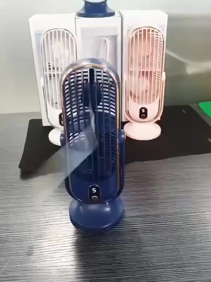 Ventilateur de bureau et voyage, double moteur 720°, silencieux, alimenté par USB pour une fraîcheur maximale.