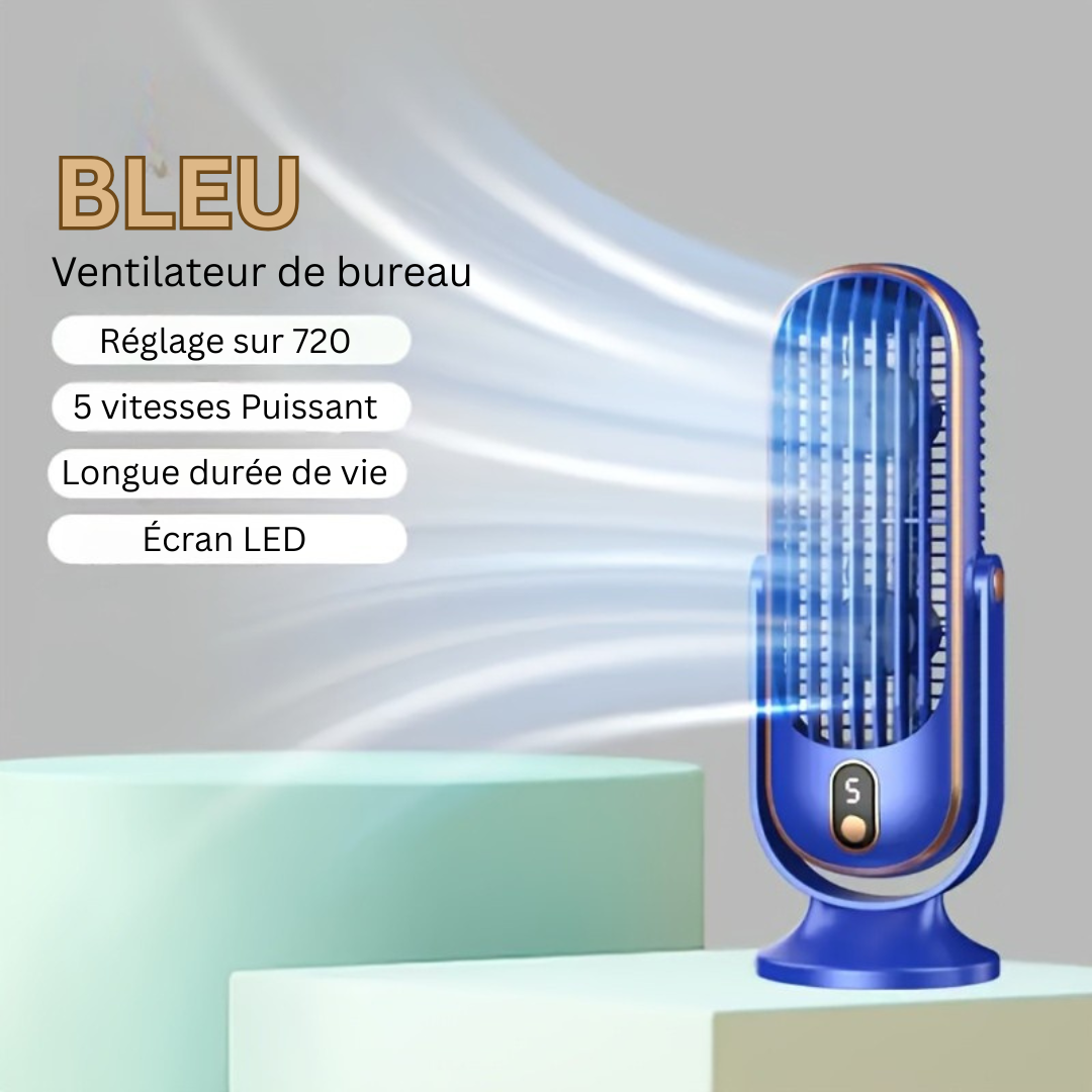 Ventilateur de voyage USB avec batterie rechargeable, double moteur 720° pour une brise fraîche partout, très silencieux.