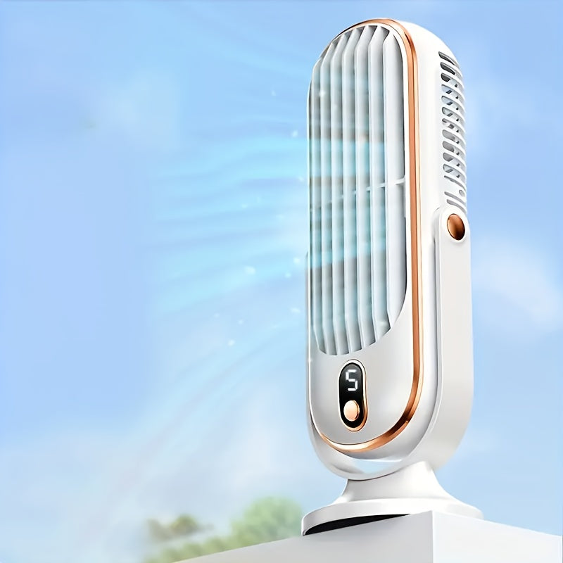Ventilateur USB double moteur 720°, silencieux et portable, parfait comme rafraîchisseur d'air de bureau ou voyage.
