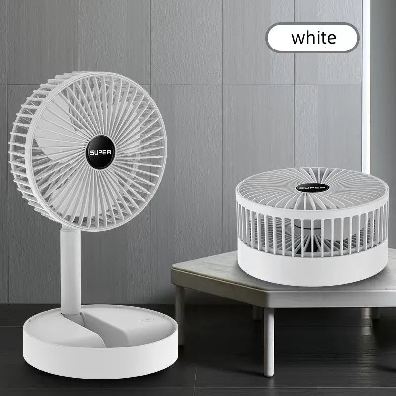 Ventilateur télescopique 6 pouces sans fil, 3 vitesses, silencieux. Parfait pour bureau et maison.
