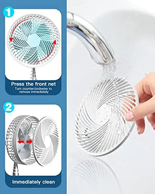 Ventilateur portable USB 6" télescopique, silencieux, rechargeable pour un confort d'air frais optimal.