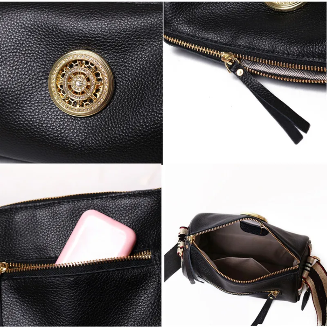 Sac Boston élégant en cuir, couleur beige, sac à main féminin pour un look chic et tendance.