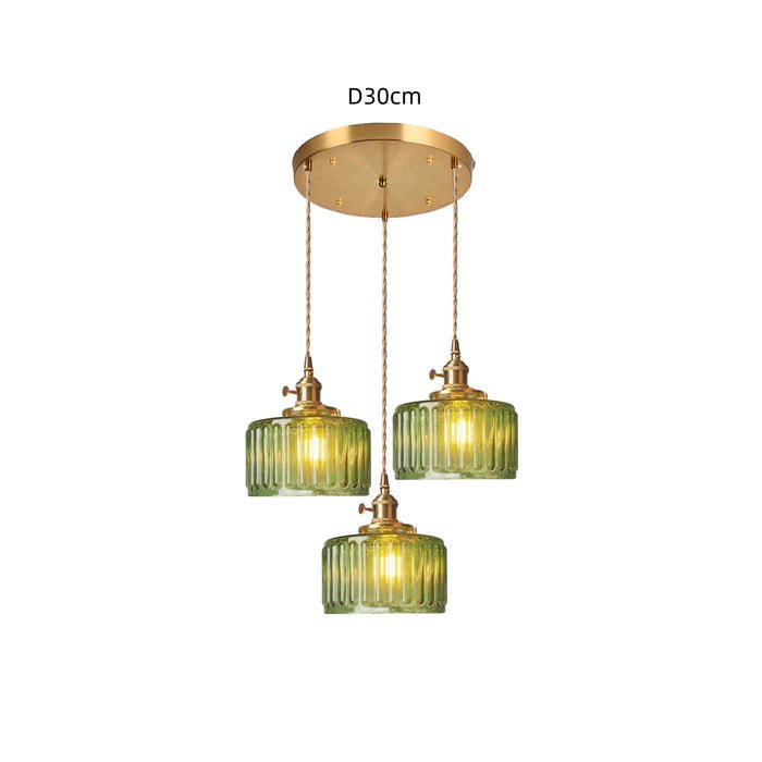 Luminaire Ottilia en verre vintage, suspension réglable pour cuisine ou salle à manger.