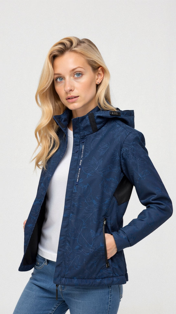 Blouson printemps-automne femme, design fleuri et confortable avec capuche et zip.