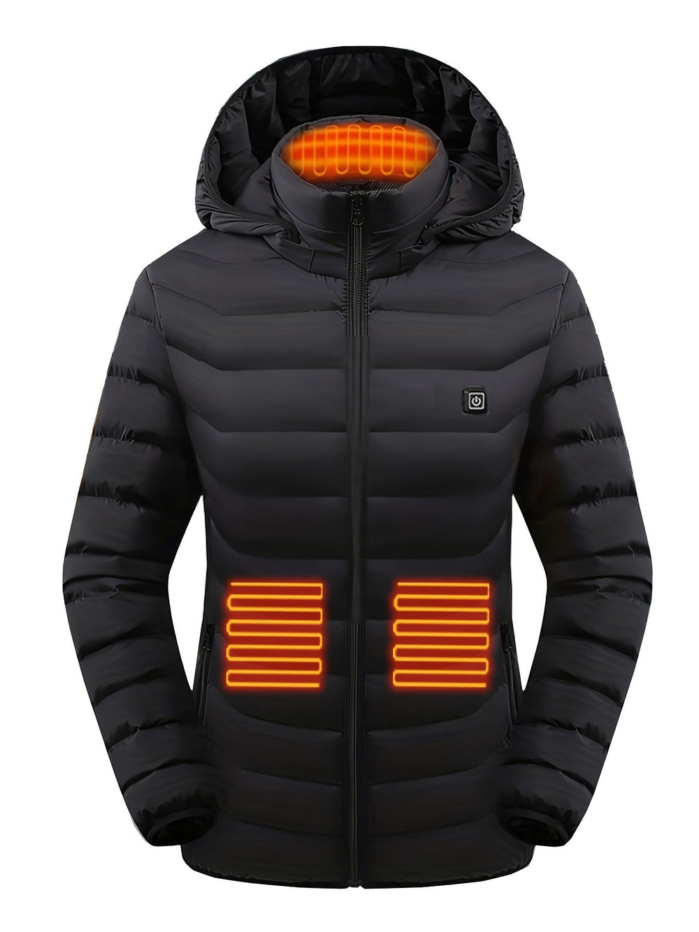 Veste chauffante femme USB discrète, avec zones de chaleur réglables pour l'hiver et activités de plein air.