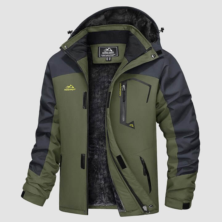 Veste de ski homme chaude et imperméable, idéale pour snowboard et sports d'hiver en montagne.