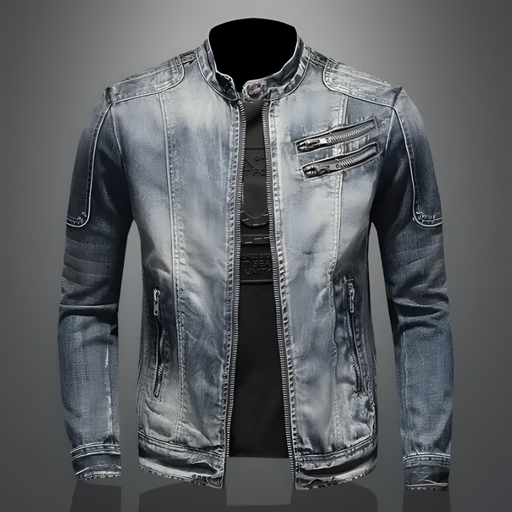 Veste biker rétro unisexe audacieuse. Coupe classique intemporelle pour un style streetwear tendance printemps/automne.