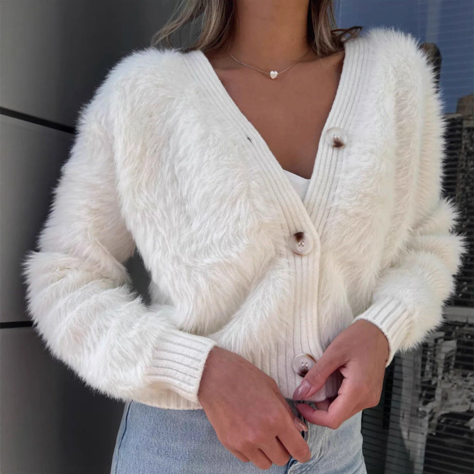 Veste femme ample mode effet peluche douce, idéale pour un look décontracté mi-saison, couleur kaki.