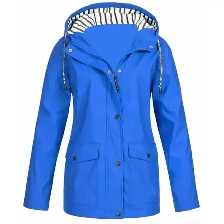 Vêtement de pluie femme, veste élégante et coupe-vent, parfaite pour la mode extérieure toute saison.