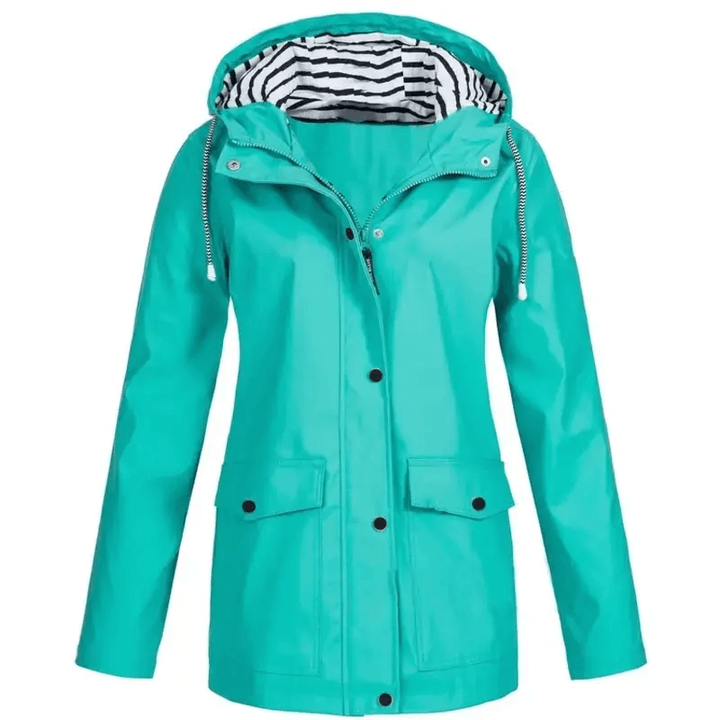 Manteau féminin élégant, protection pluie et coupe-vent, parfait pour les intempéries et le style.