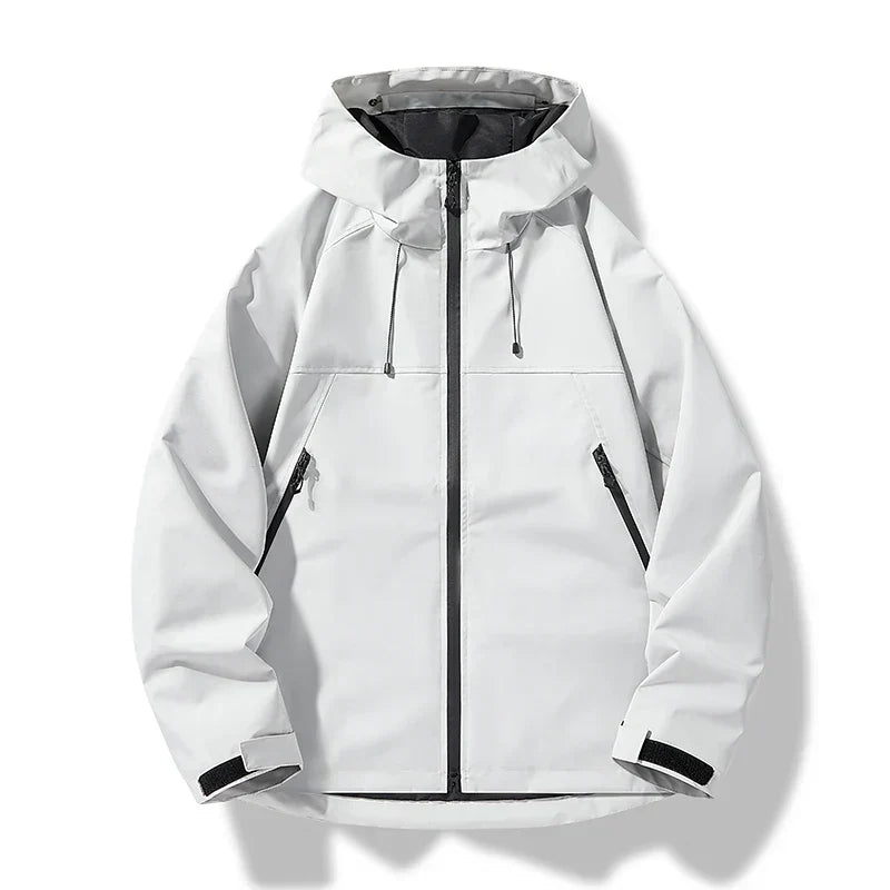 Veste shell homme imperméable et coupe-vent avec capuche, idéale pour la ville et l'extérieur, protection toutes saisons.