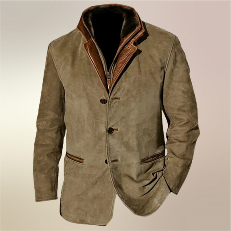 Veste homme rétro chic kaki, idéale pour une mode masculine élégante et un look intemporel.