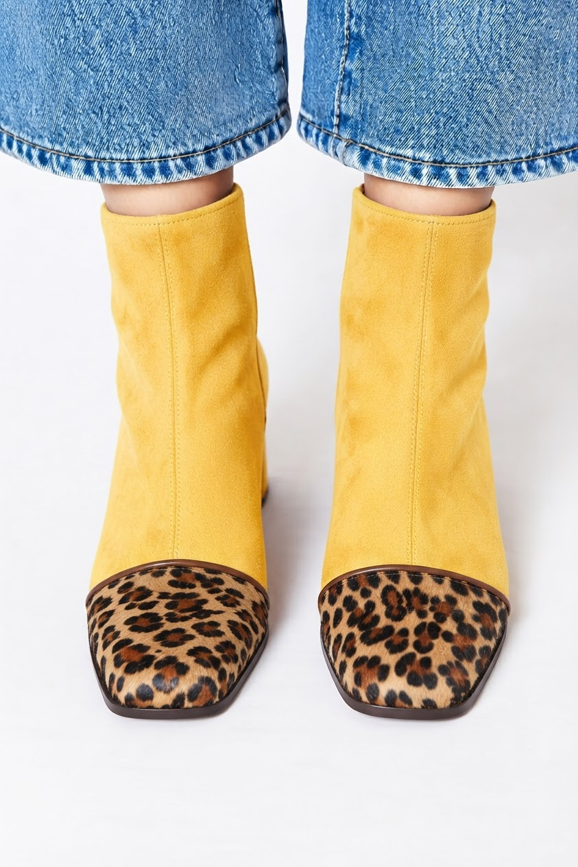 Bottes élégantes à bout carré pour femmes. Talon bloc stable, brun foncé. Confort optimal.