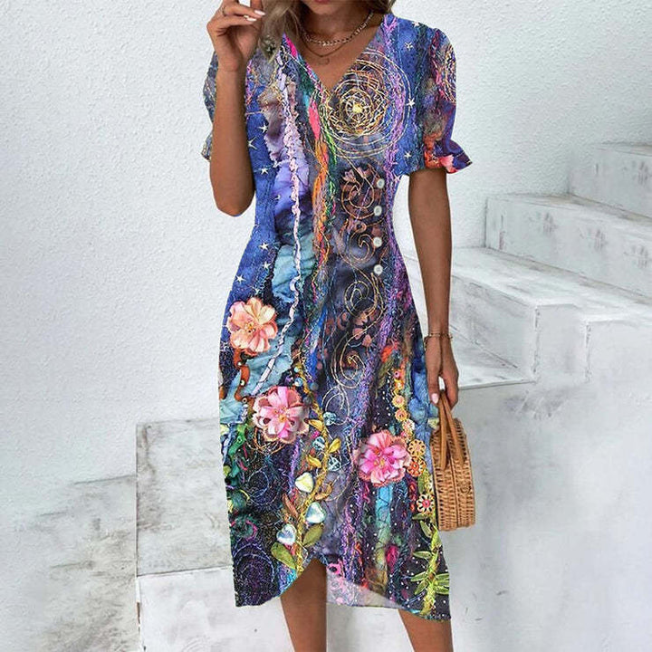 Robe midi femme, mode féminine moderne, coupe fluide et élégance estivale, un must-have décontracté.