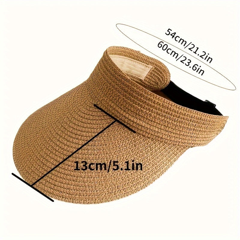 Visière femme pliable compacte, large bord, idéale voyage. Protection solaire élégante pour la plage et l'été.
