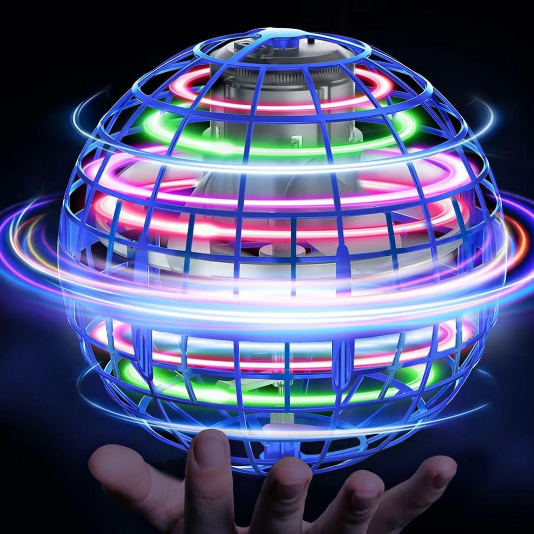 Balle volante boomerang LED AetherSphere, jouet lumineux interactif pour jeu intérieur et extérieur.