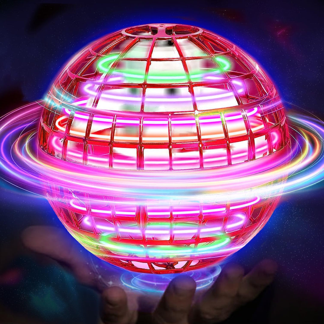 Gadget lumineux AetherSphere, balle volante LED boomerang, cadeau original pour divertissement en plein air ou intérieur.