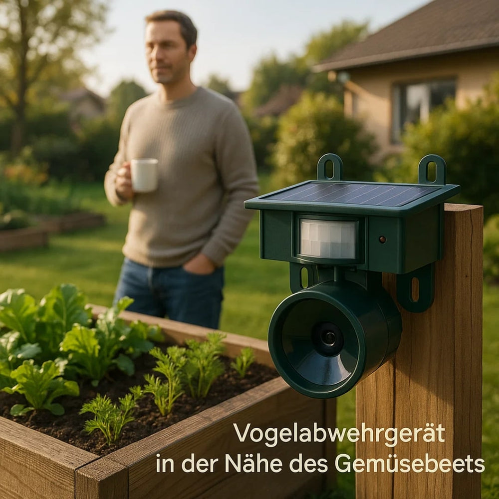 VogelBlock répulsif solaire pour oiseaux, idéal pour jardin et balcon. Protection extérieure efficace.