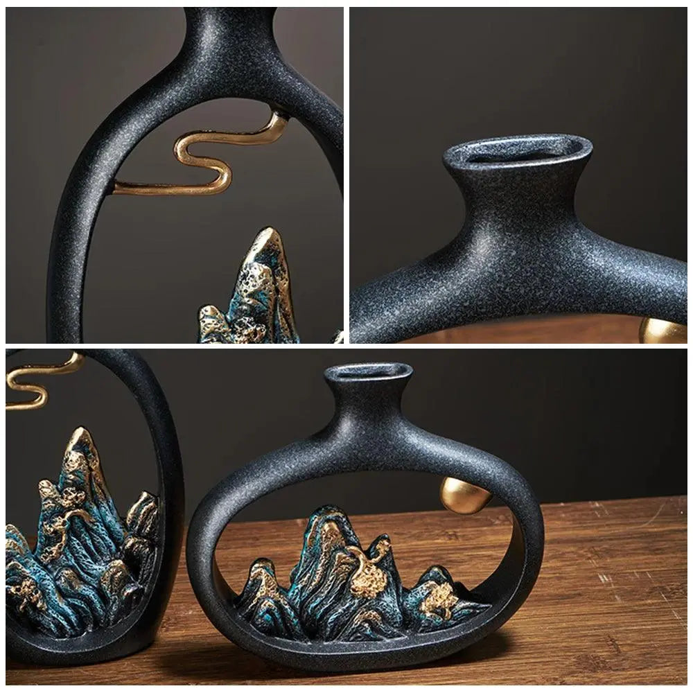 Vase décoratif Feng Shui pour harmonie intérieure. Design zen épuré, apporte sérénité et équilibre.
