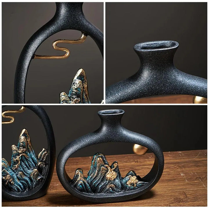 Vase décoratif Feng Shui pour harmonie intérieure. Design zen épuré, apporte sérénité et équilibre.