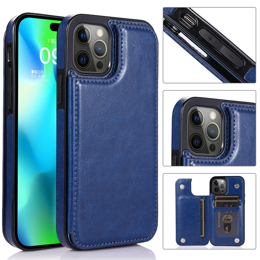 Accessoire iPhone élégant: étui cuir avec porte-cartes pour iPhone 16/15, fermeture magnétique.