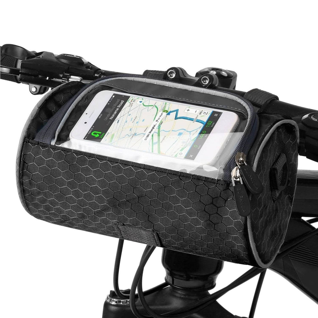 Accessoire vélo essentiel: sacoche de guidon étanche jaune avec poche tactile pour téléphone, pour toutes vos sorties.
