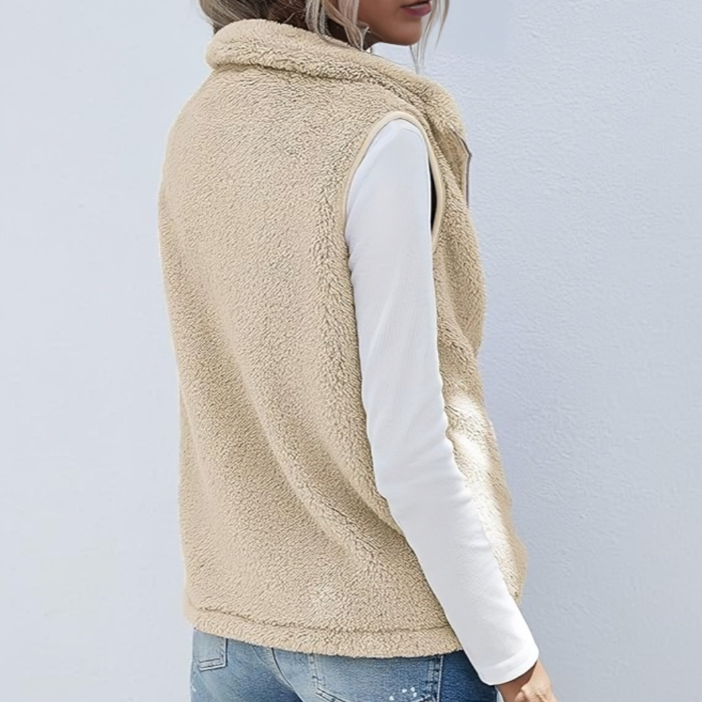 Gilet zippé Caroli femme, chaleur douillette, idéal pour automne-hiver. Confort et style polyvalent pour la mode décontractée.