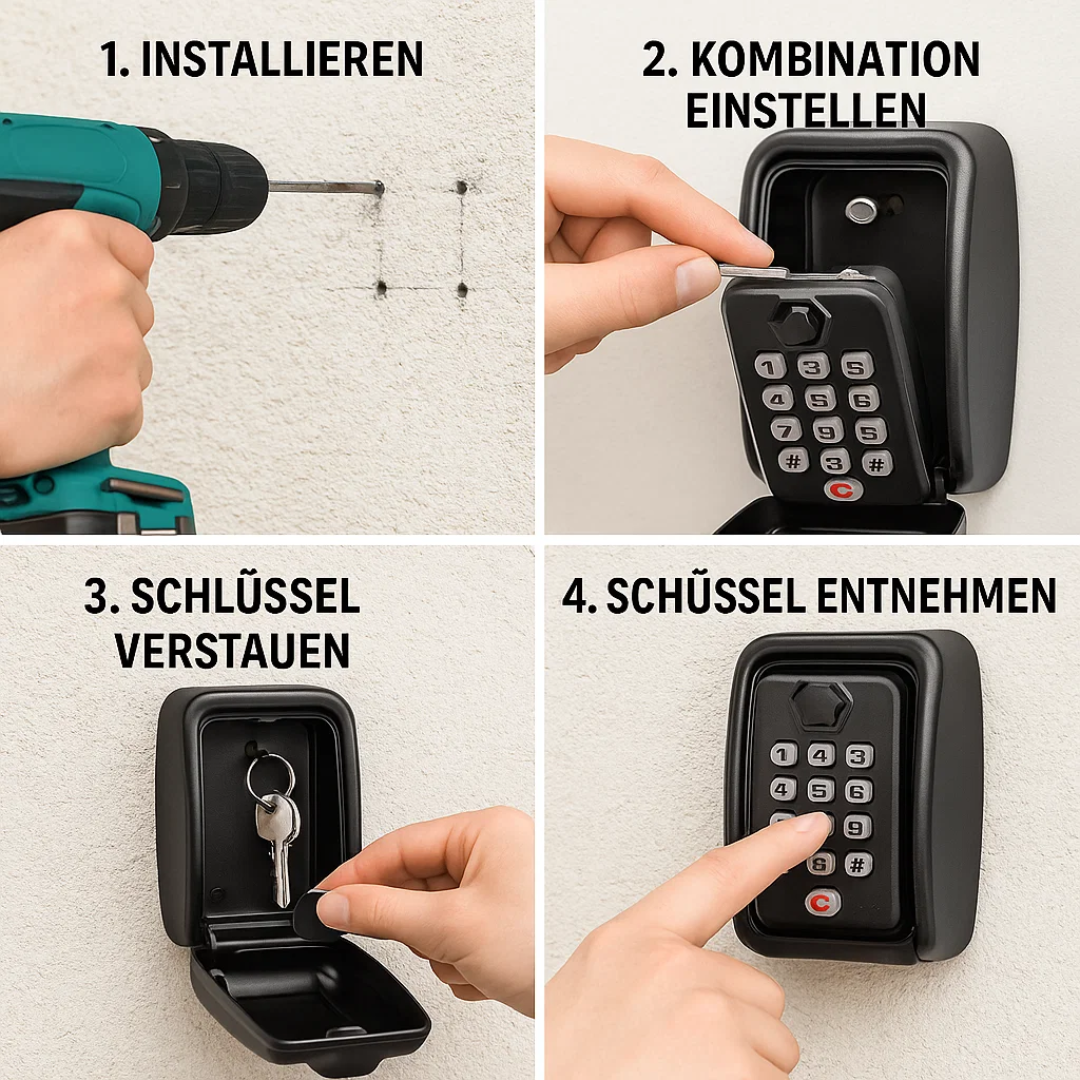 Coffre-fort mural extérieur compact pour clés, garantissant un accès sécurisé et une excellente protection.
