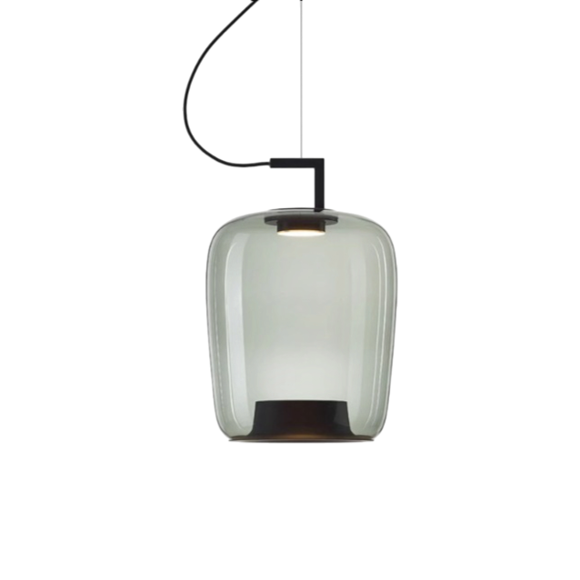 Lampe en verre suspendue polyvalente, idéale pour salon, cuisine ou salle à manger.