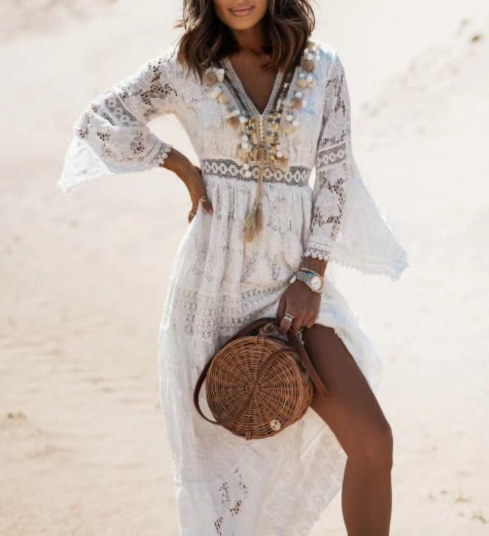 Robe maxi bohème Elvira femme, look élégant et décontracté, parfaite pour festival, plage ou soirée d'été.