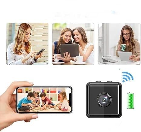 Mini caméra de sécurité WiFi 1080p HD sans fil pour intérieur, surveillance discrète maison/bureau.